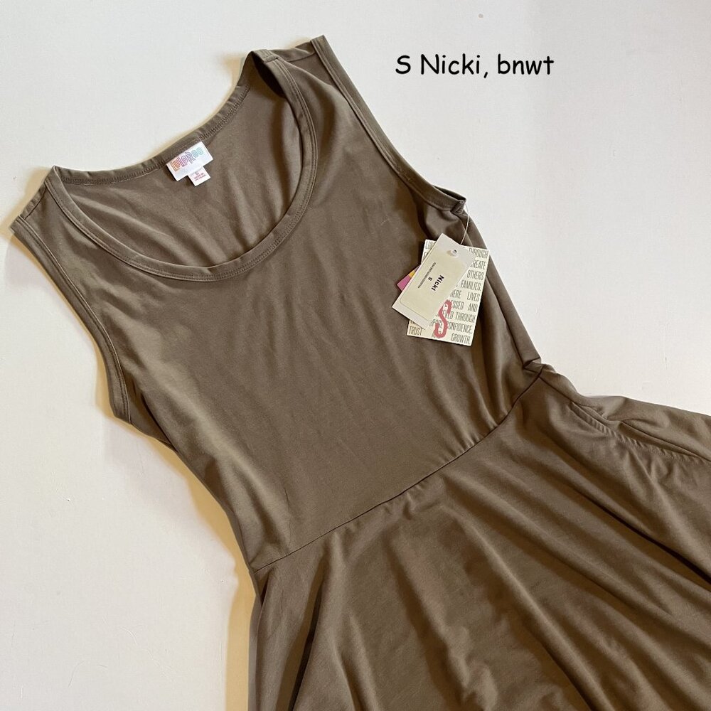 Small Lularoe Nicki dress, mocha brown